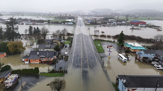 Tillamook Highway during December floods,, photo courtesy of ODOT
